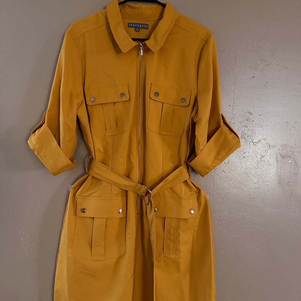 Sharagano Mustard Dress with Belt